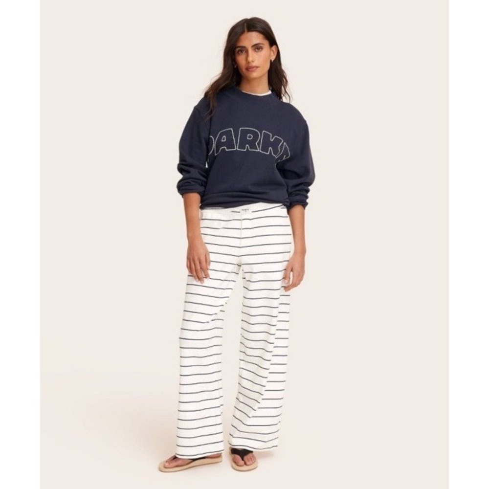 PARKE X Target Boxer Knit Lounge Pants Women's Small Striped Navy Blue/White NEW